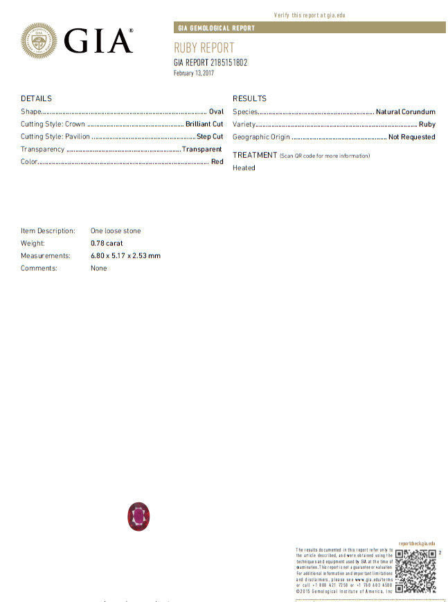 GIA Certified .98ct Natural Ruby Ring 14kt