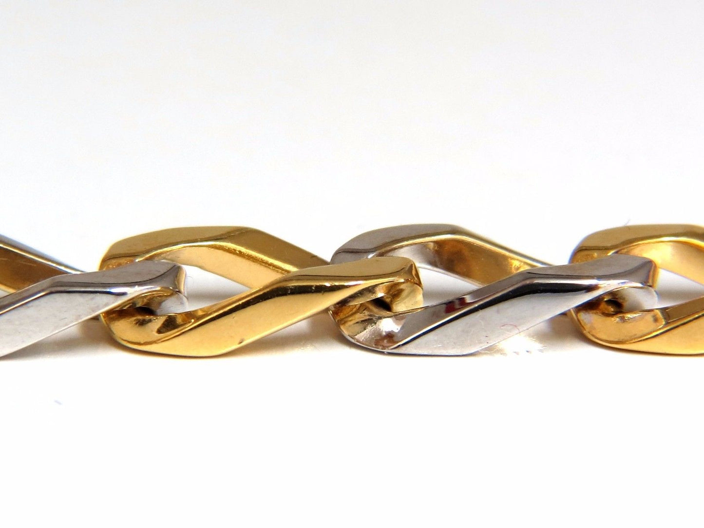 14kt. gold Elongated Curb Link High shine Bracelet 7.5 inch two toned