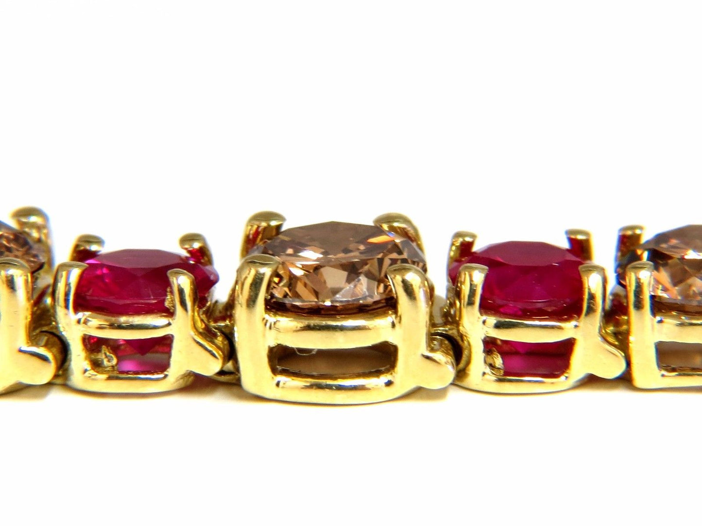 24.14ct Natural Fancy Cinnamon Brown Diamonds Red Ruby Bracelet 18kt Tennis