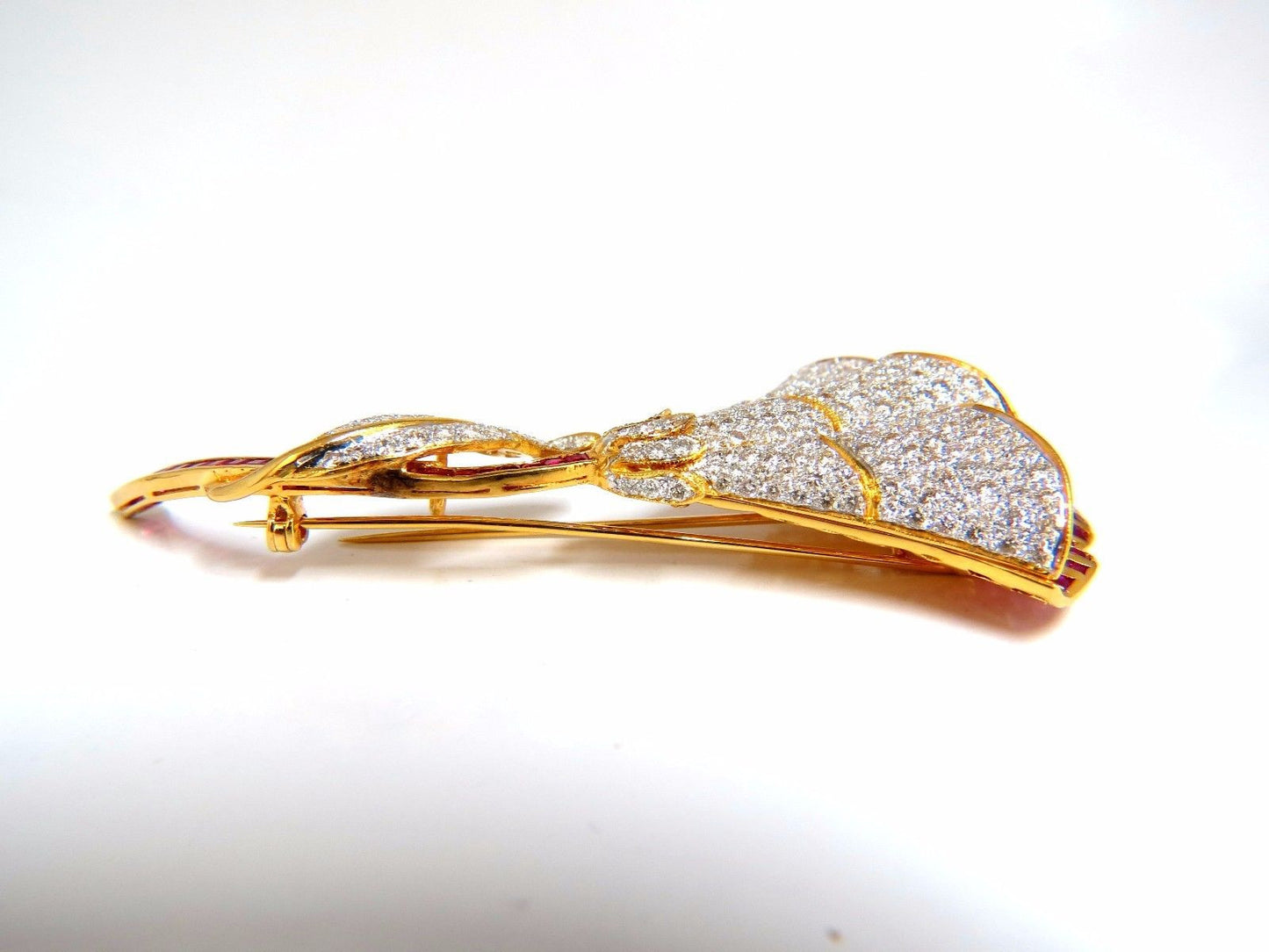 11.50ct Natural Ruby Diamond Brooch Pin 3D 18kt