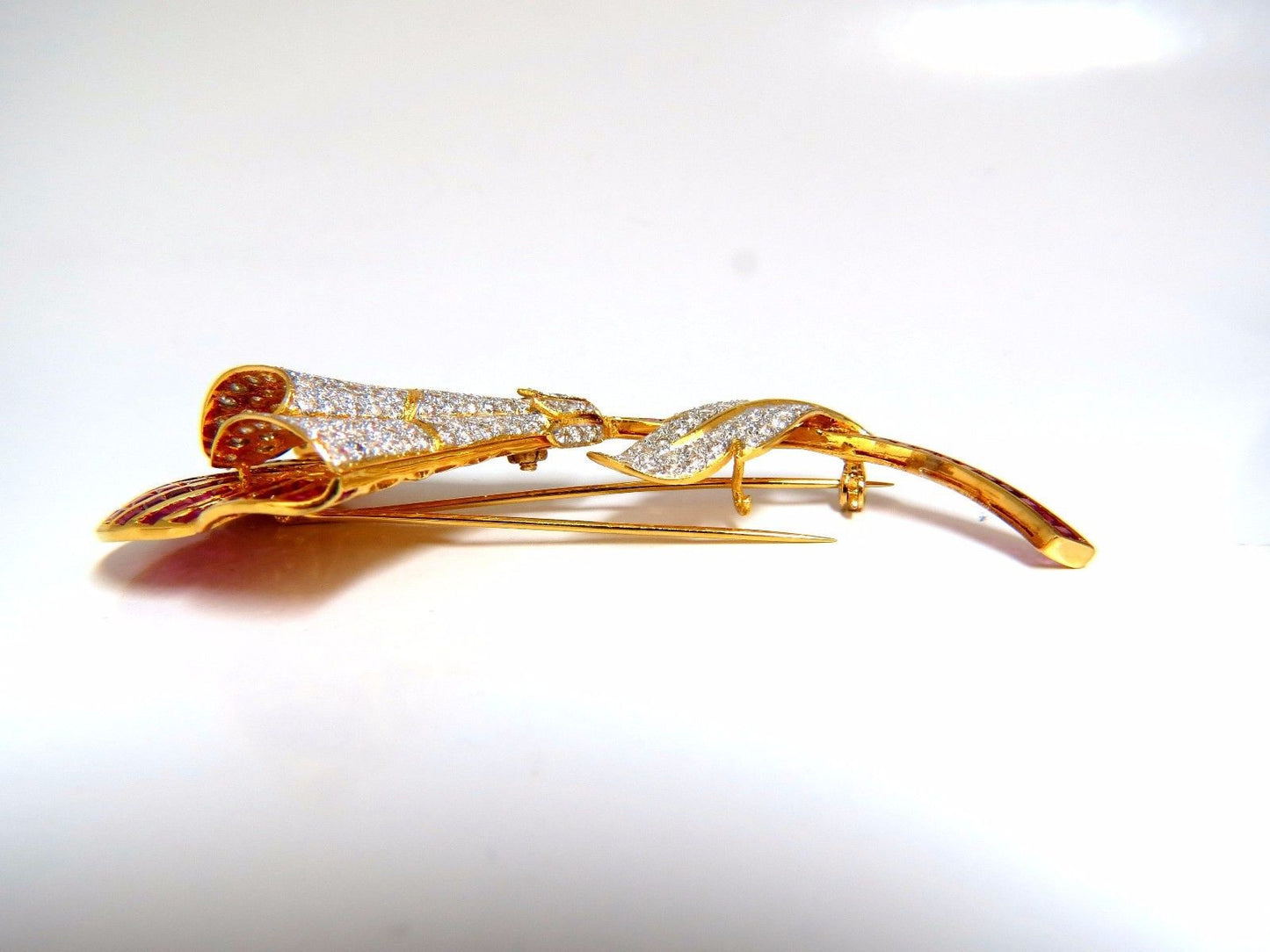 11.50ct Natural Ruby Diamond Brooch Pin 3D 18kt