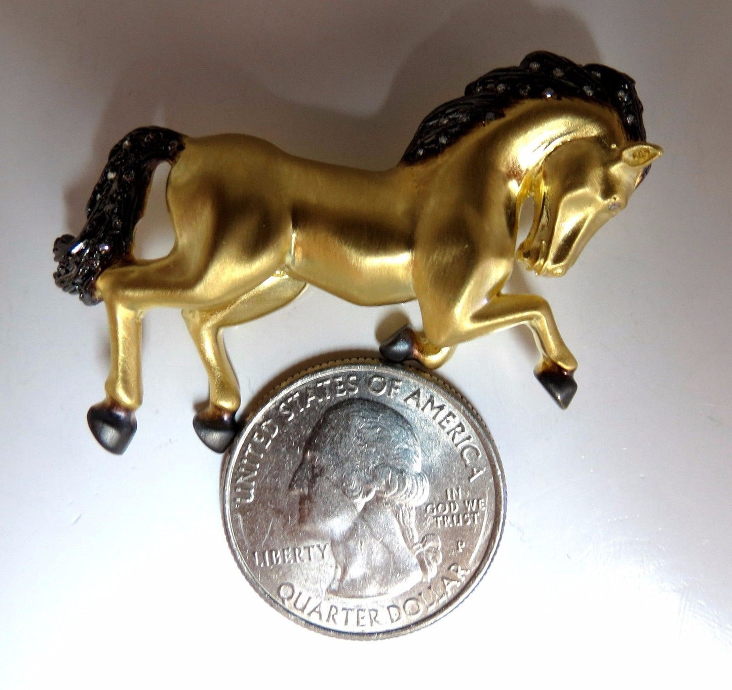 18kt Horse Pin .40ct diamonds