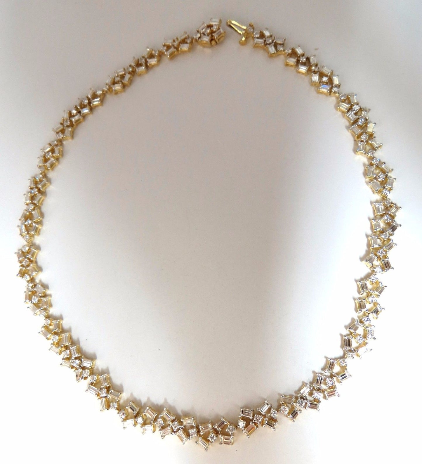 15.00ct diamonds baguette & rounds eternity riviera necklace 18kt