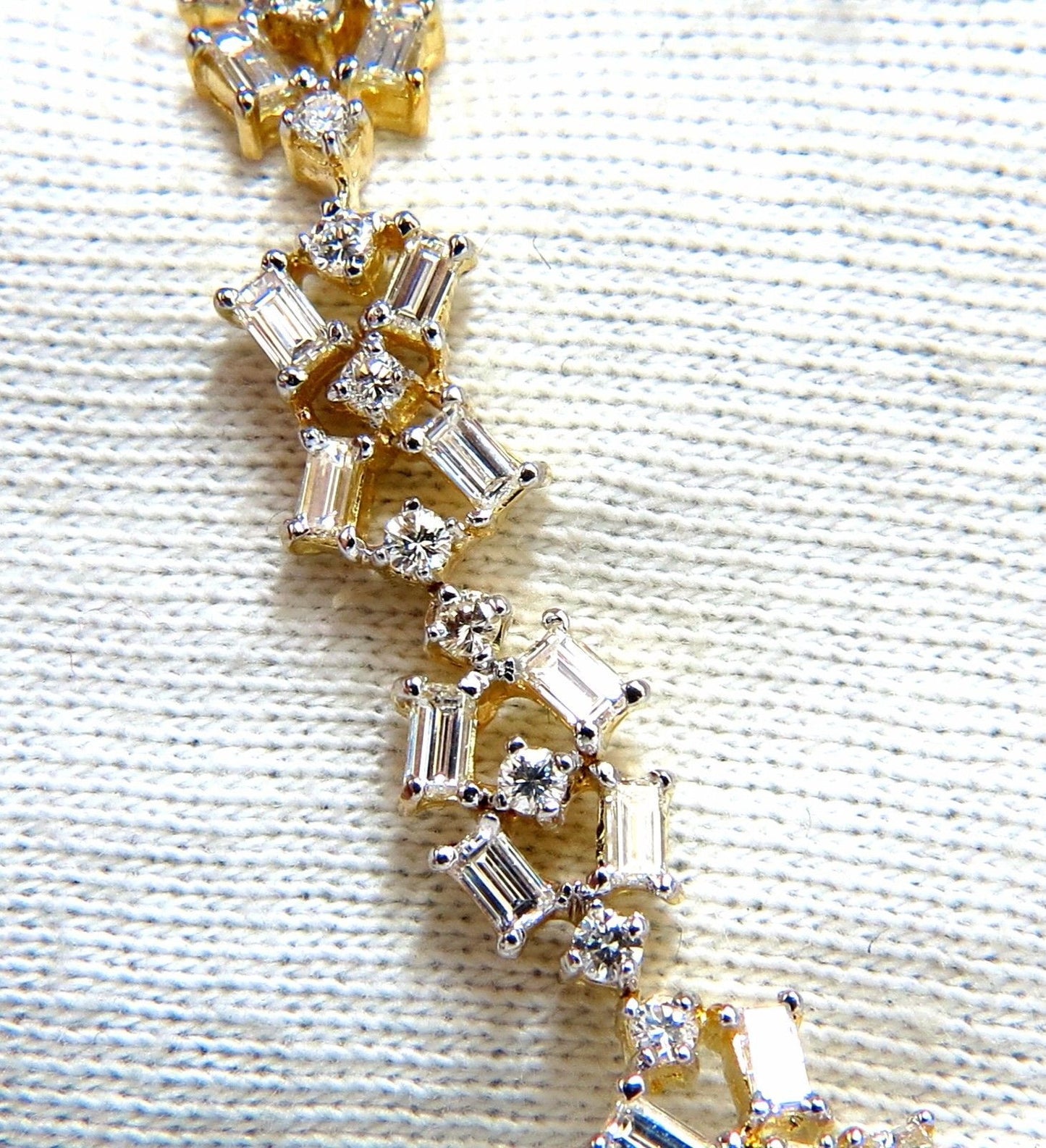 15.00ct diamonds baguette & rounds eternity riviera necklace 18kt