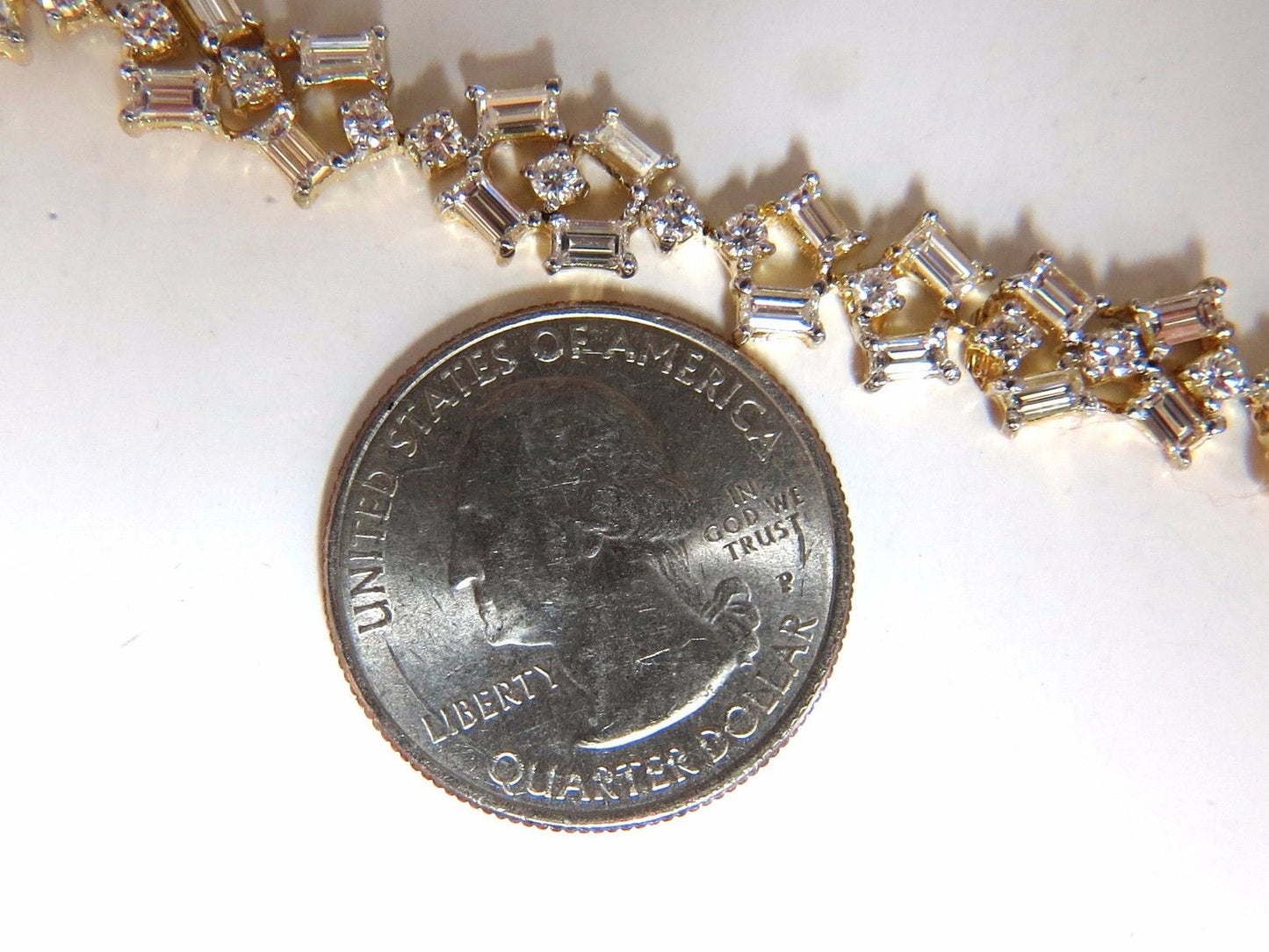 15.00ct diamonds baguette & rounds eternity riviera necklace 18kt