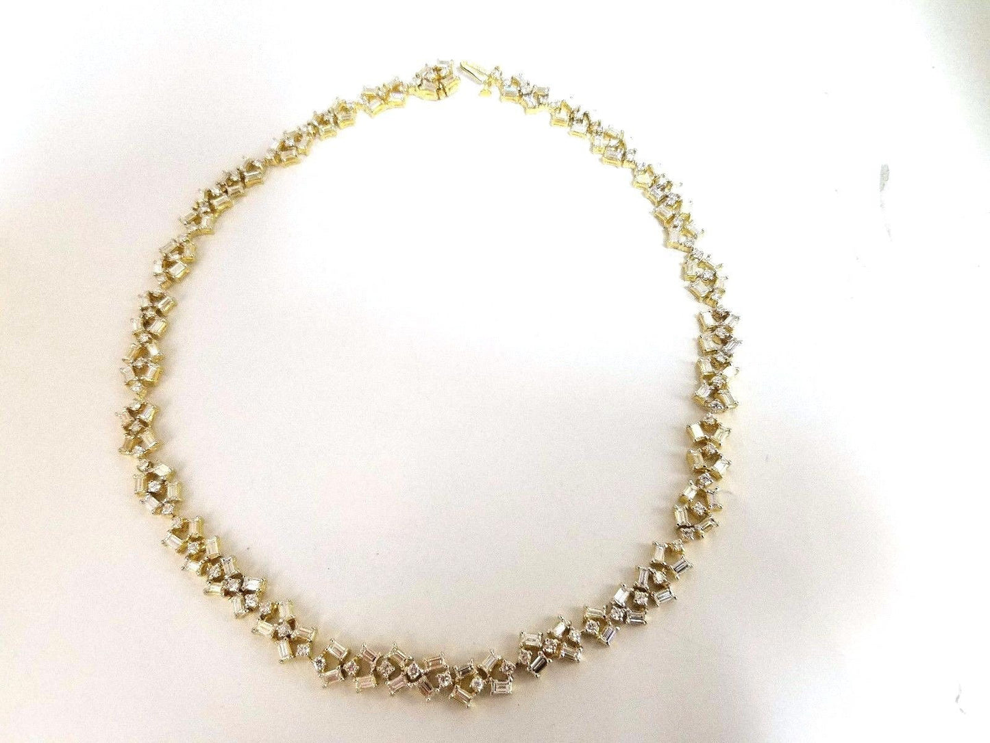 15.00ct diamonds baguette & rounds eternity riviera necklace 18kt