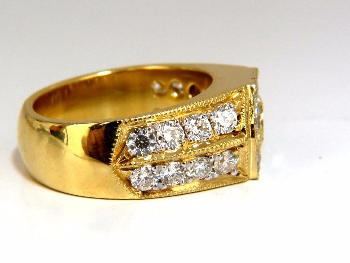 GIA Certified 2.95ct natural Fancy Yellow diamonds mens ring 18kt Hexagon Deck