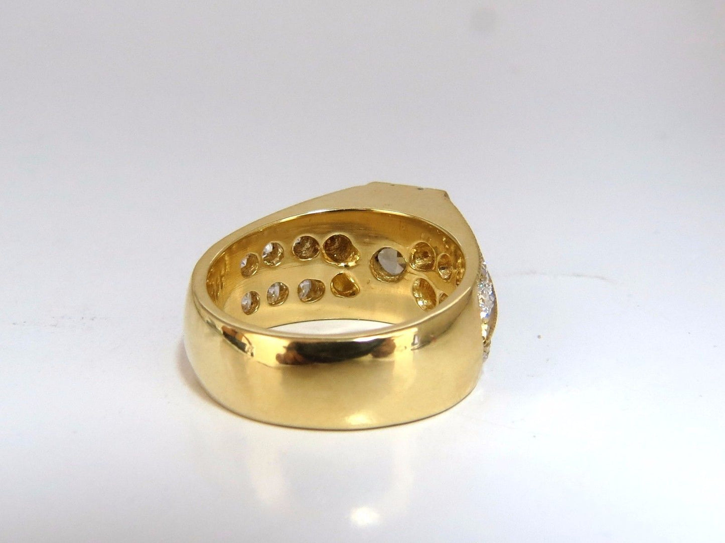 GIA Certified 2.95ct natural Fancy Yellow diamonds mens ring 18kt Hexagon Deck
