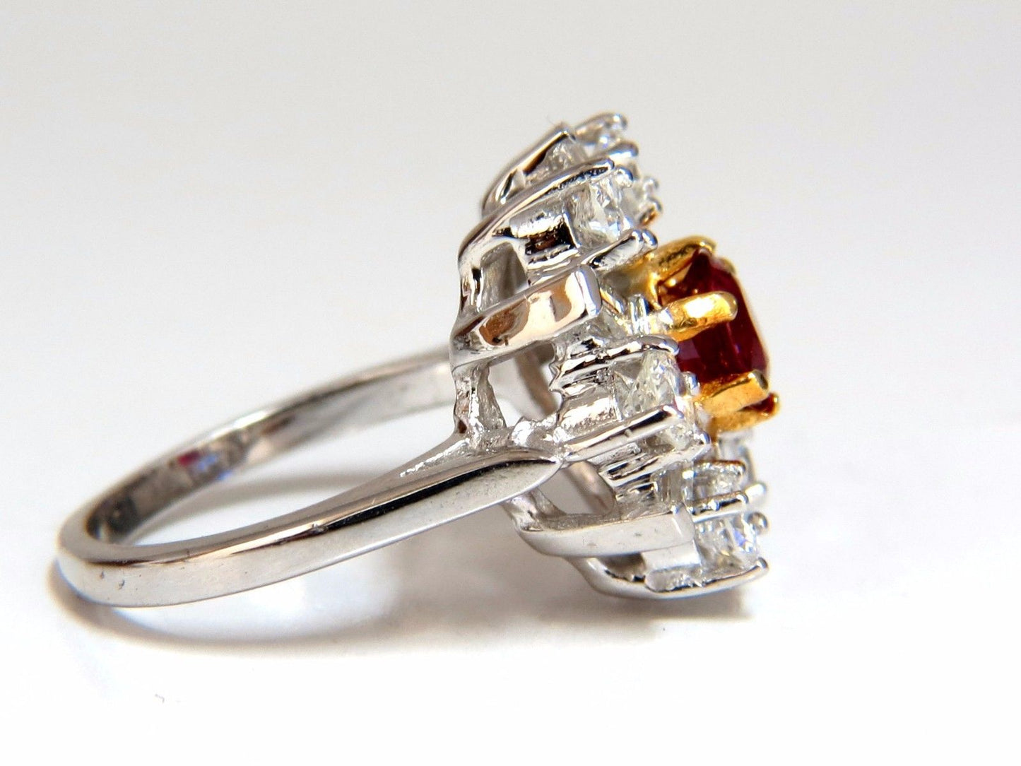 GIA Certified 2.45ct. Natural Ruby Diamonds ring 14kt Art Deco Ballerina Phase