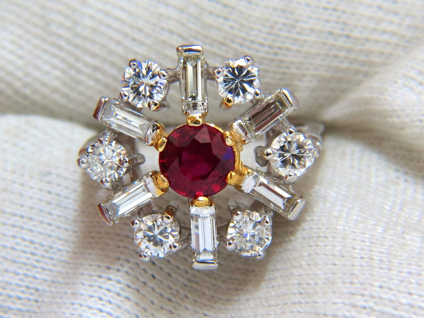 GIA Certified 2.45ct. Natural Ruby Diamonds ring 14kt Art Deco Ballerina Phase