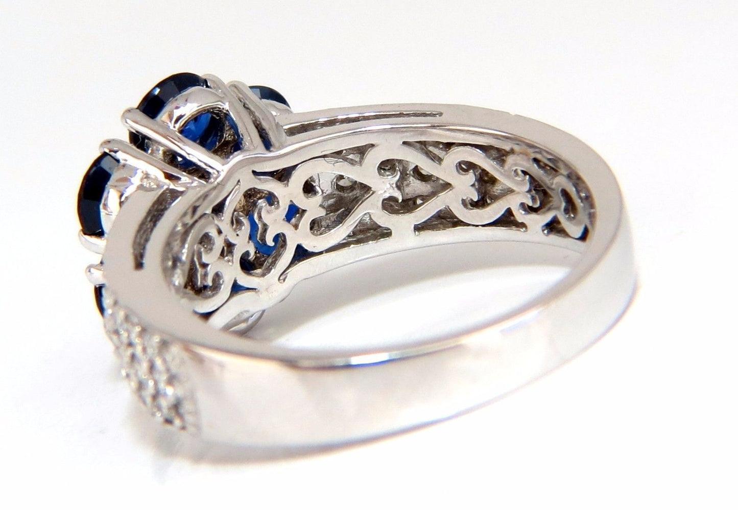 3.66ct natural sapphires diamond cluster ring 14kt royal blue floretta