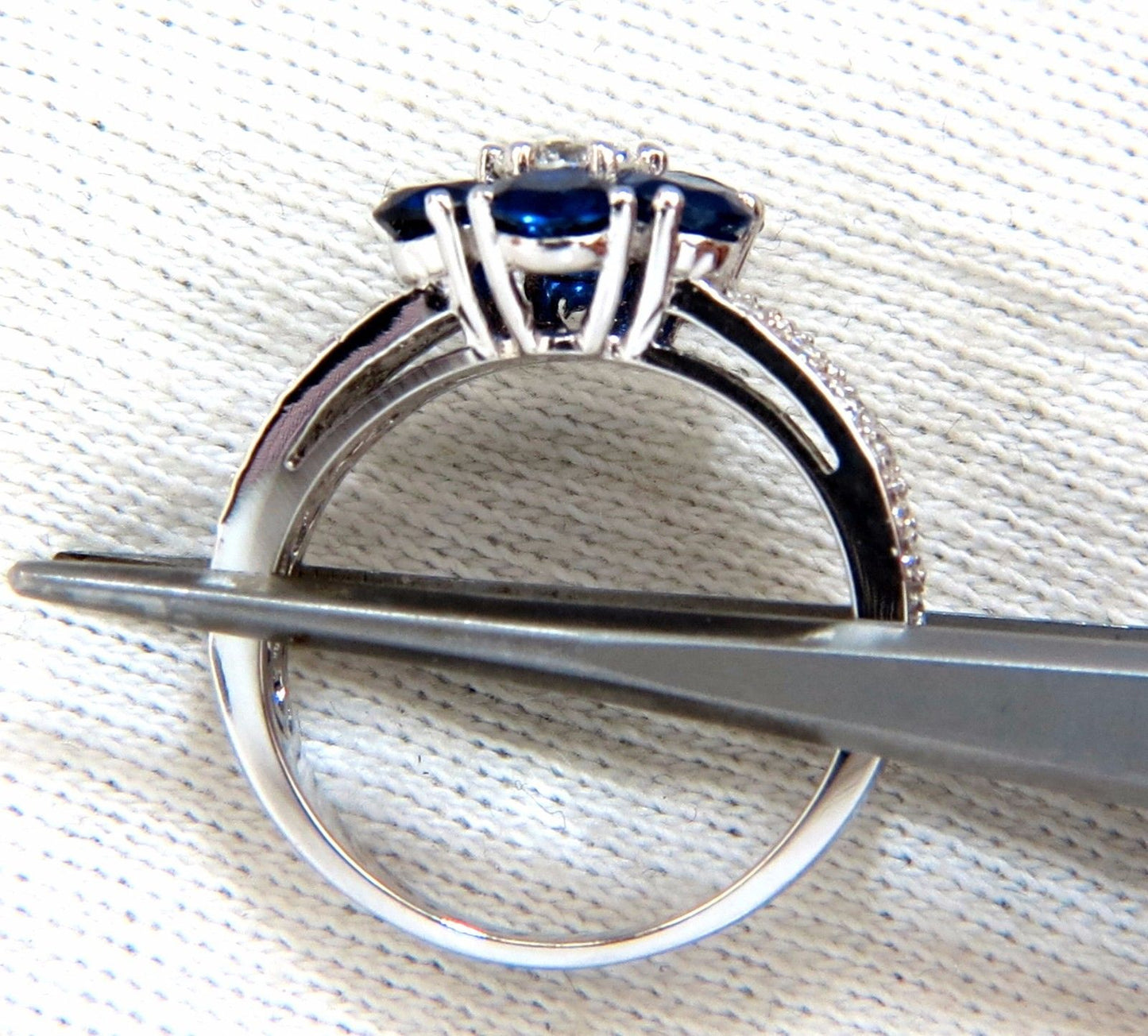 3.66ct natural sapphires diamond cluster ring 14kt royal blue floretta