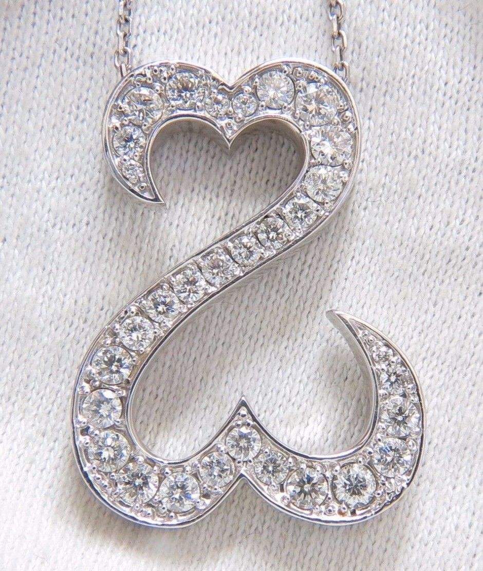 1.40ct natural diamonds double heart pendant 14kt