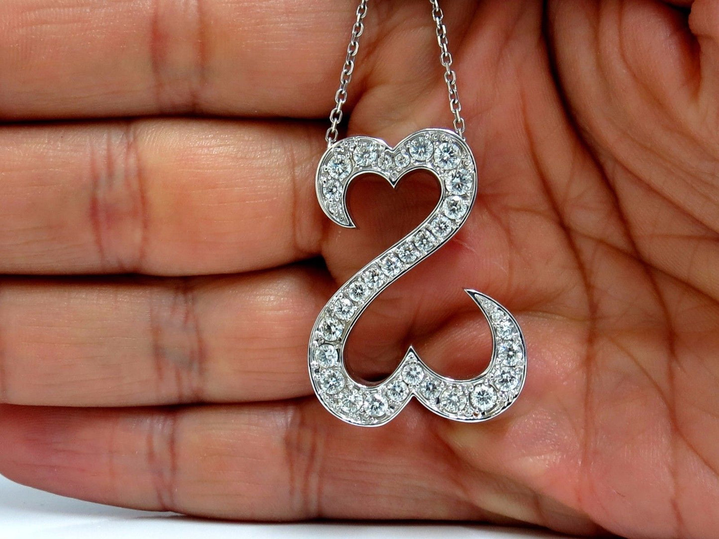 1.40ct natural diamonds double heart pendant 14kt
