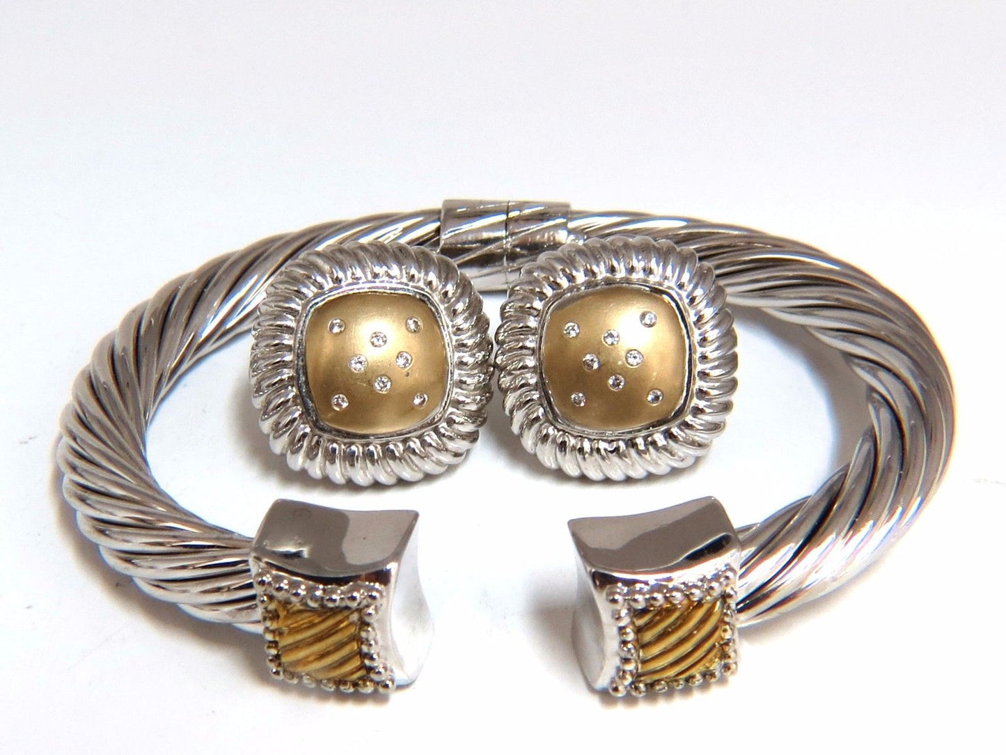.26ct Diamonds Earrings, Bangle Set 14kt & Silver