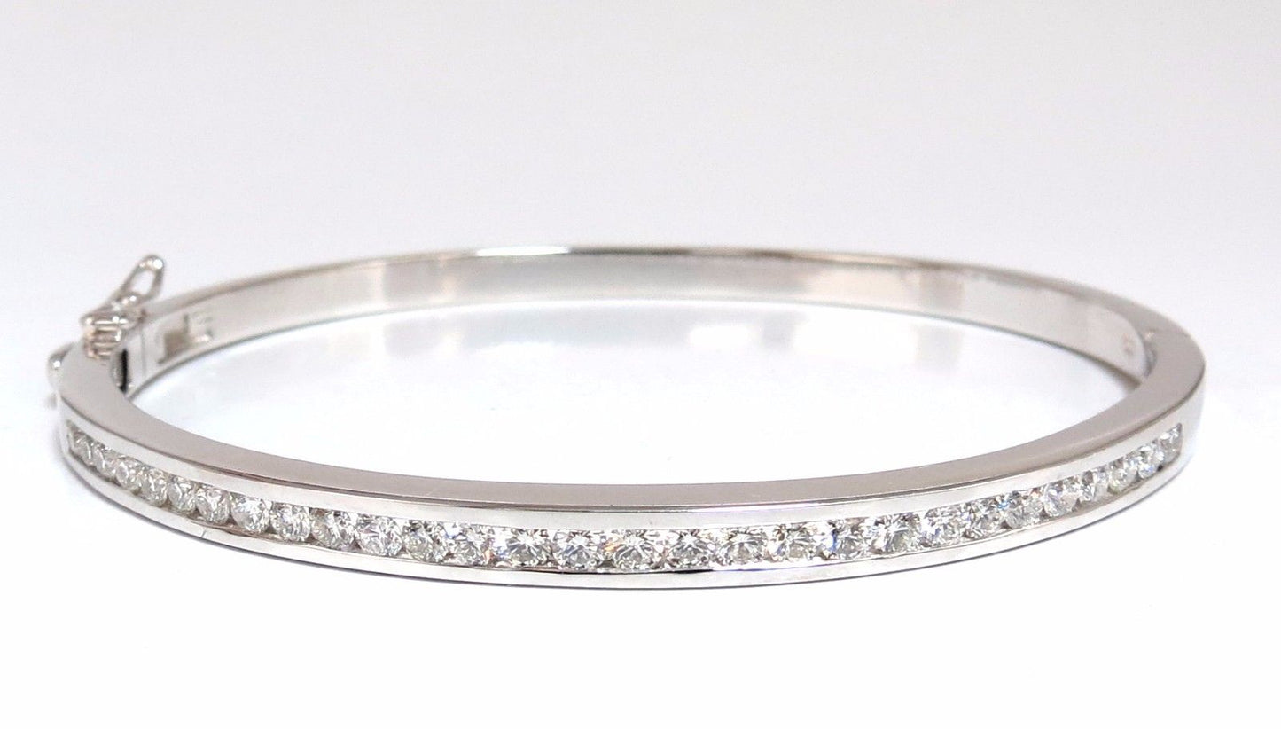 1.30ct natural round diamonds bangle bracelet g/vs channel 14kt