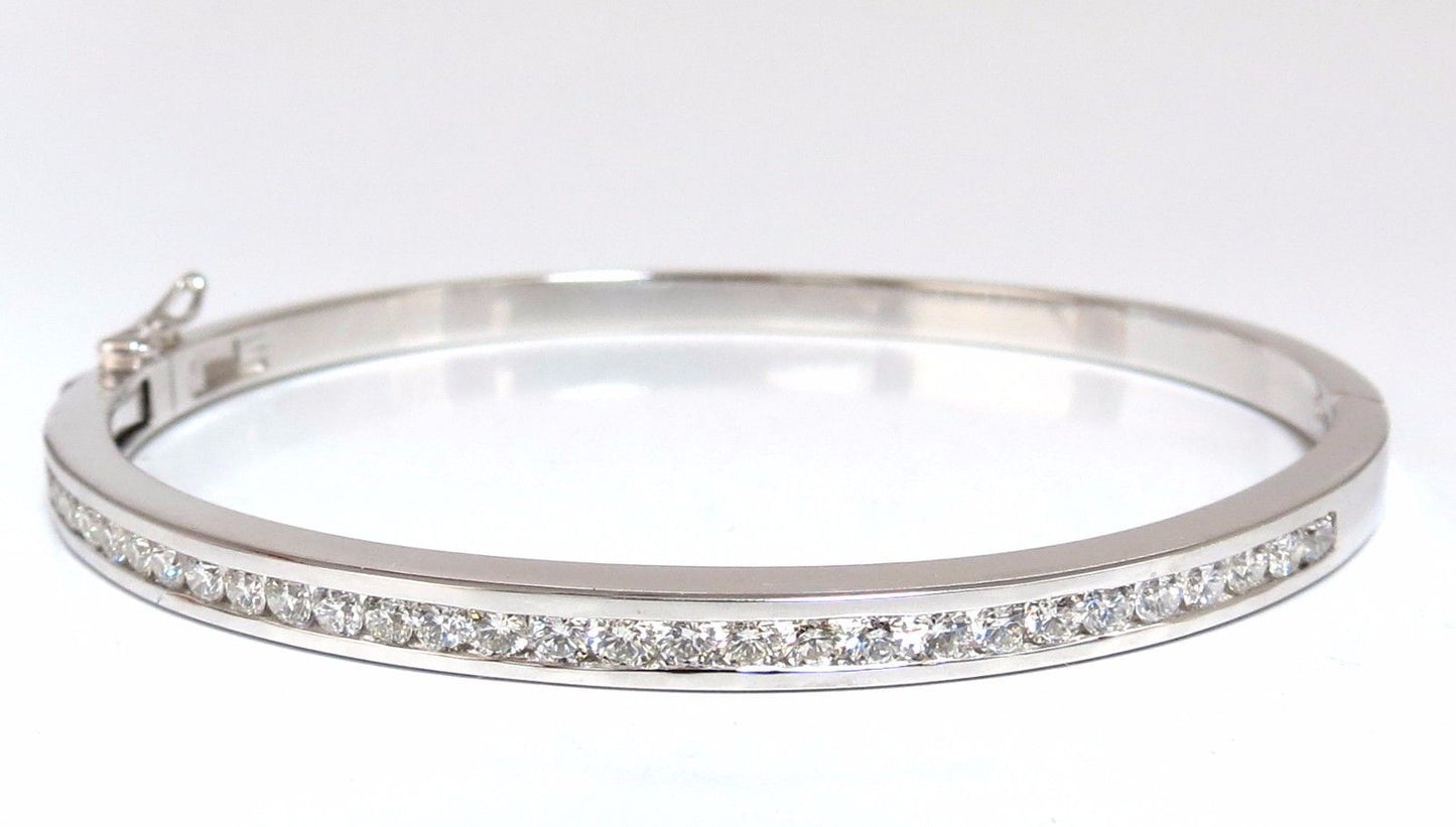 1.30ct natural round diamonds bangle bracelet g/vs channel 14kt
