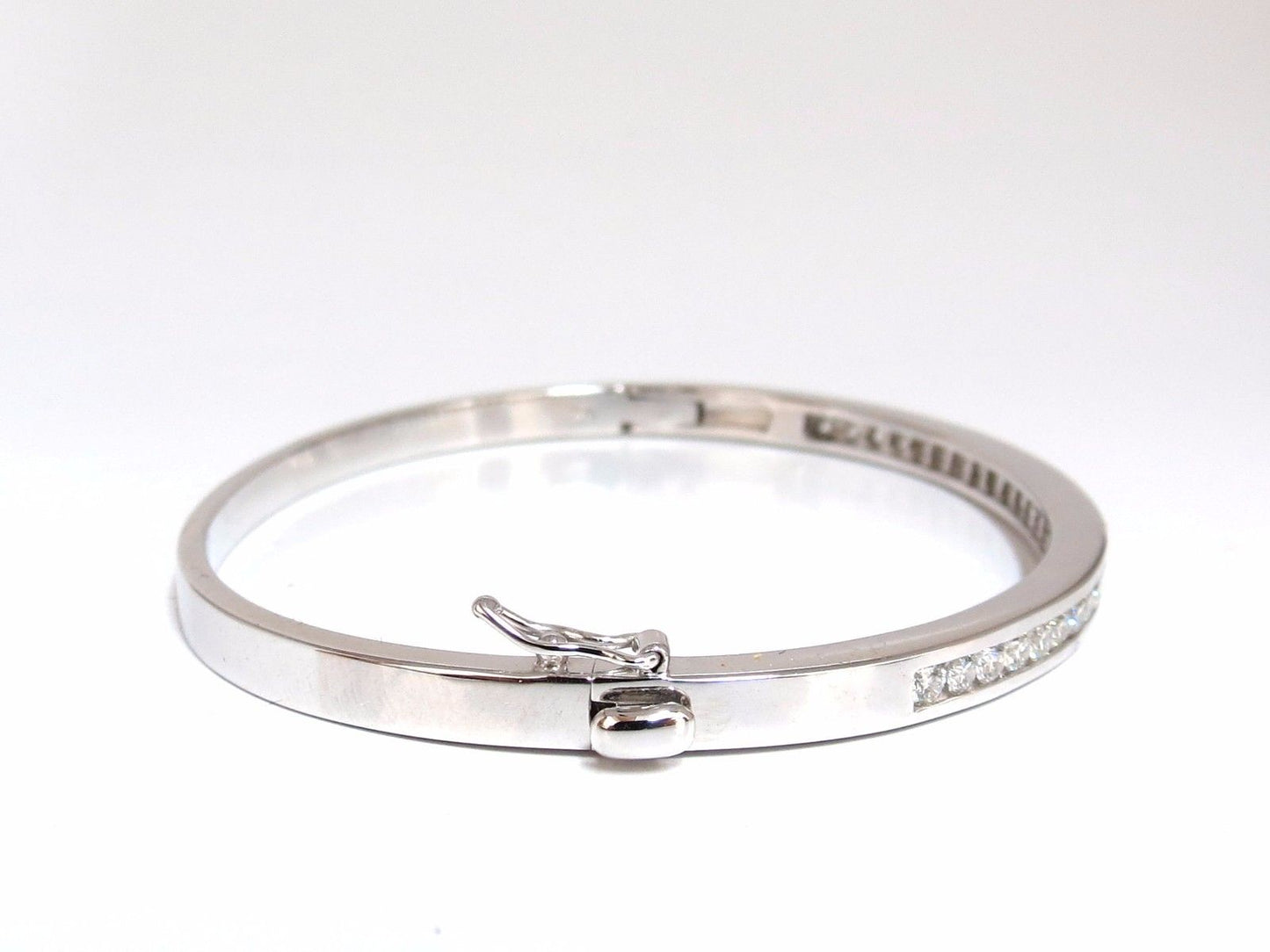1.30ct natural round diamonds bangle bracelet g/vs channel 14kt
