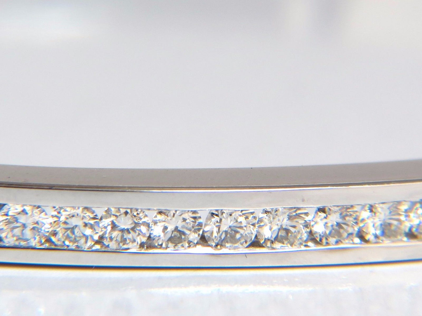 1.30ct natural round diamonds bangle bracelet g/vs channel 14kt