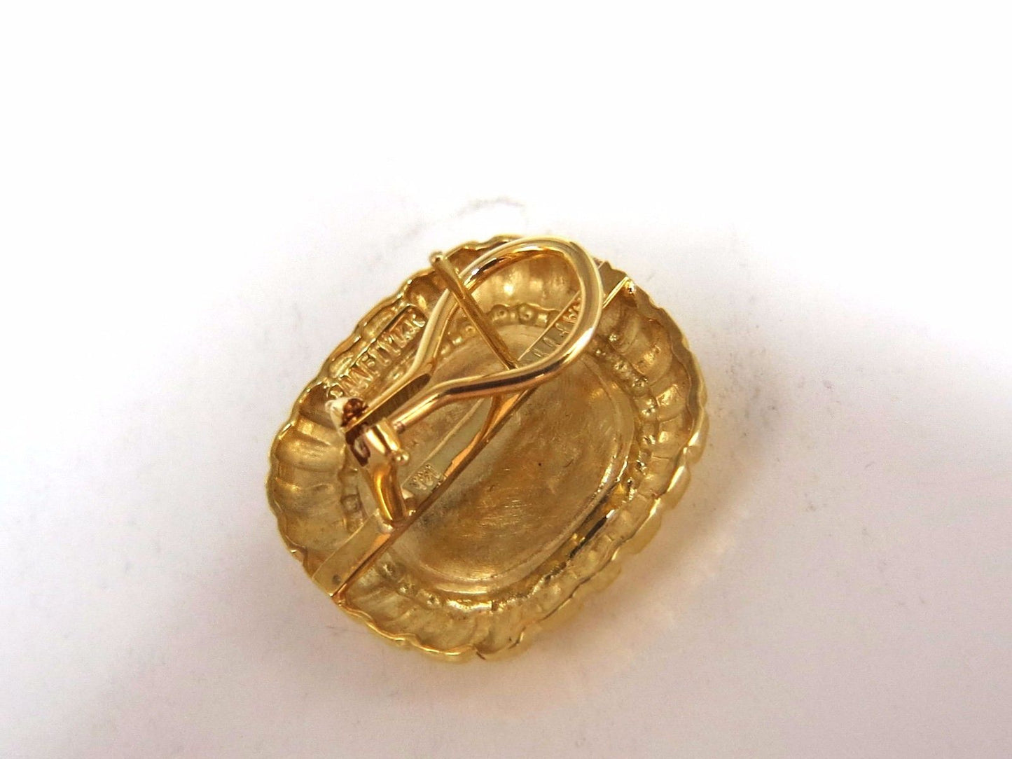 Designer Raafty Angel & Harp Gold Clip earrings 14kt Omega