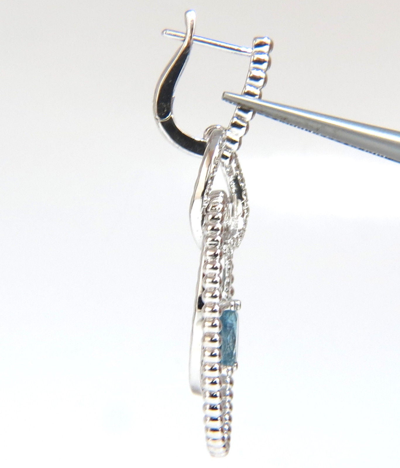 3.52ct natural blue aquamarine diamonds dangle earrings 14kt Dangle Loops
