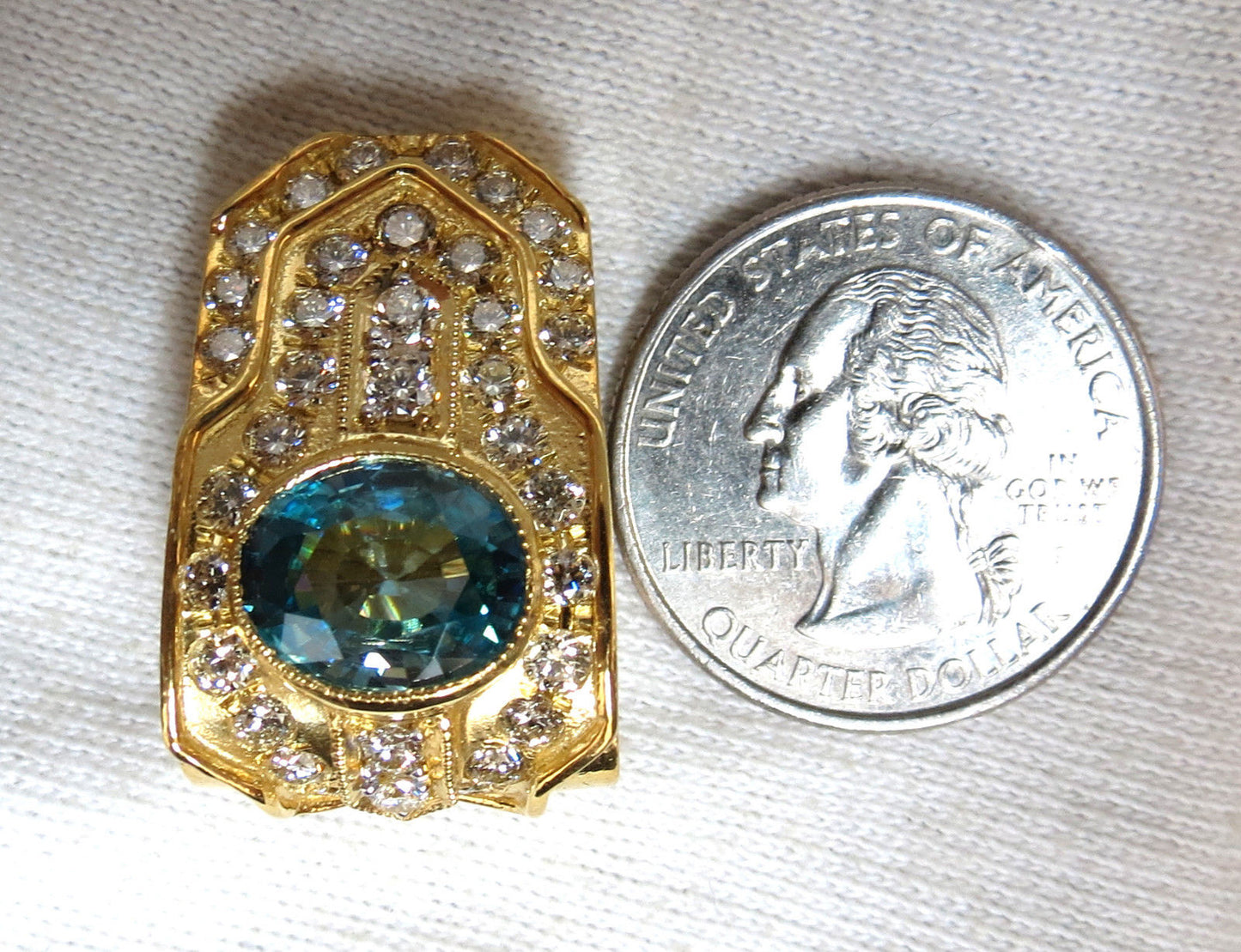 13.14ct natural vivid blue zircon diamonds clip earrings 18kt