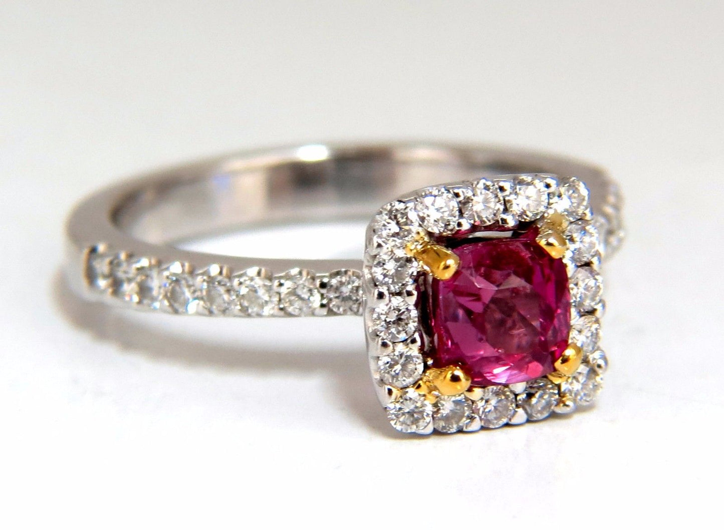AIGS Certified 1.45ct natural no heat pink red ruby diamond ring 18kt unheated