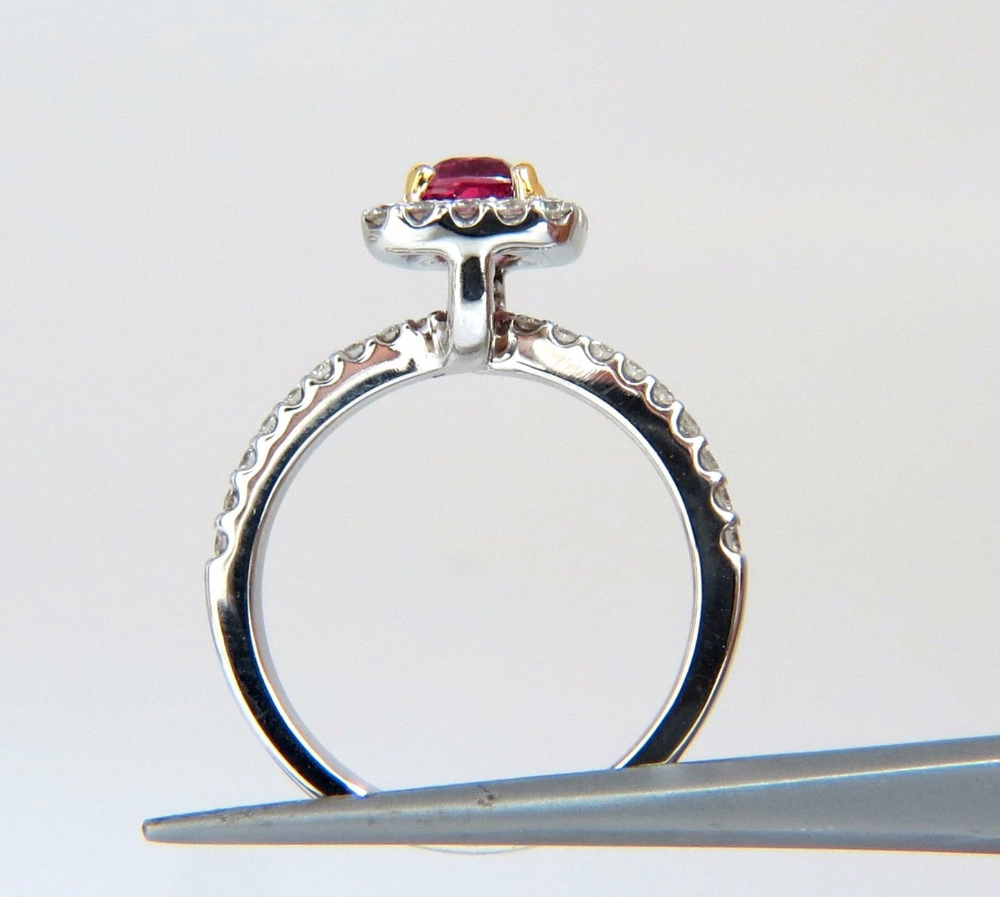 AIGS Certified 1.45ct natural no heat pink red ruby diamond ring 18kt unheated