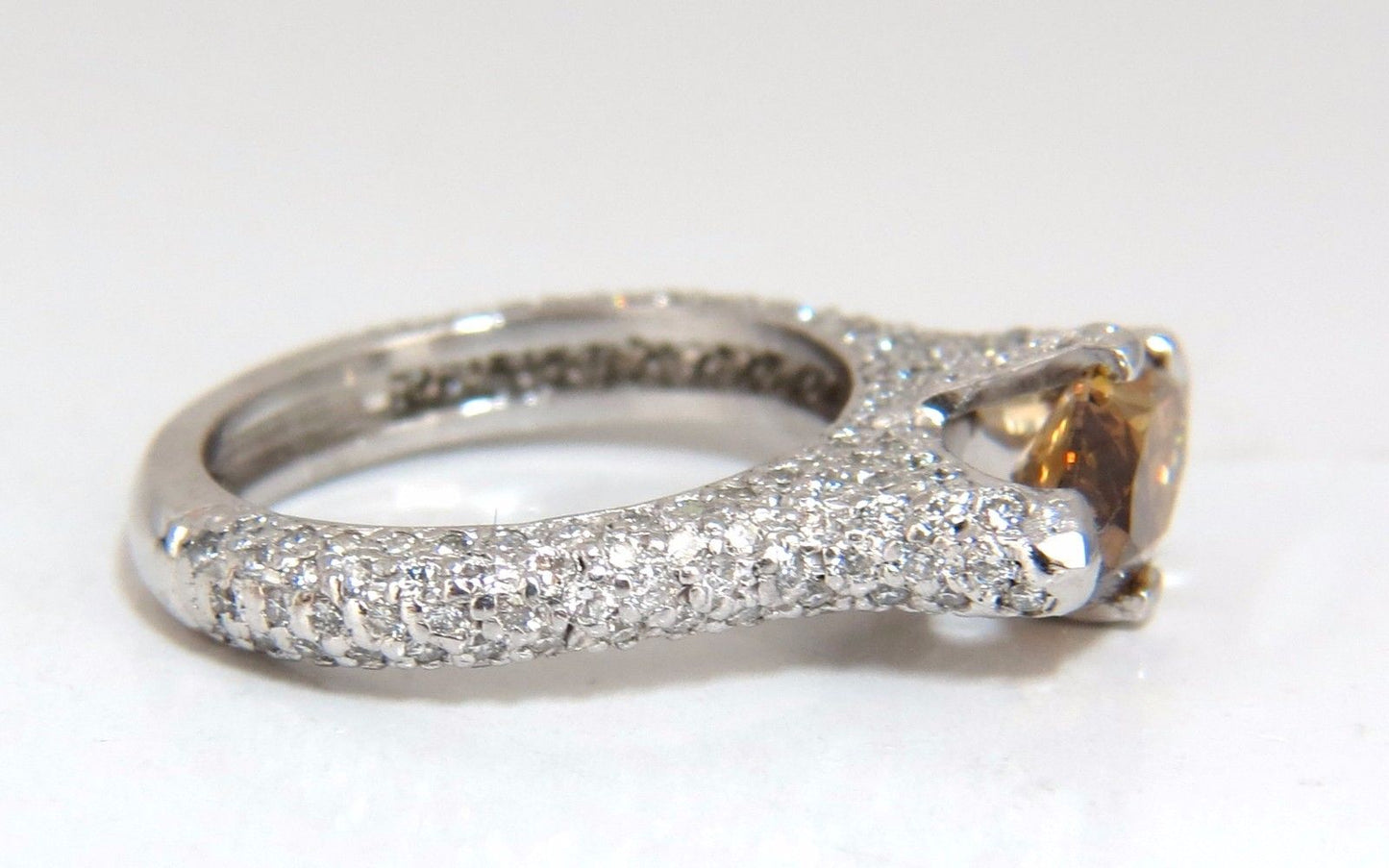 GIA certified 2.46ct Fancy Dark Yellow Brown Diamond Ring Platinum