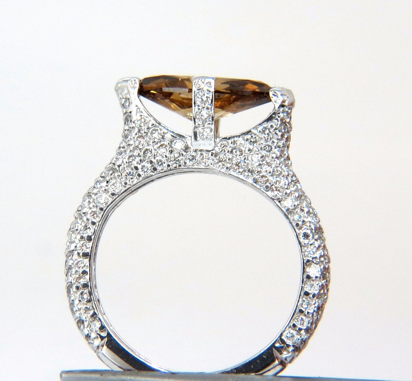 GIA certified 2.46ct Fancy Dark Yellow Brown Diamond Ring Platinum