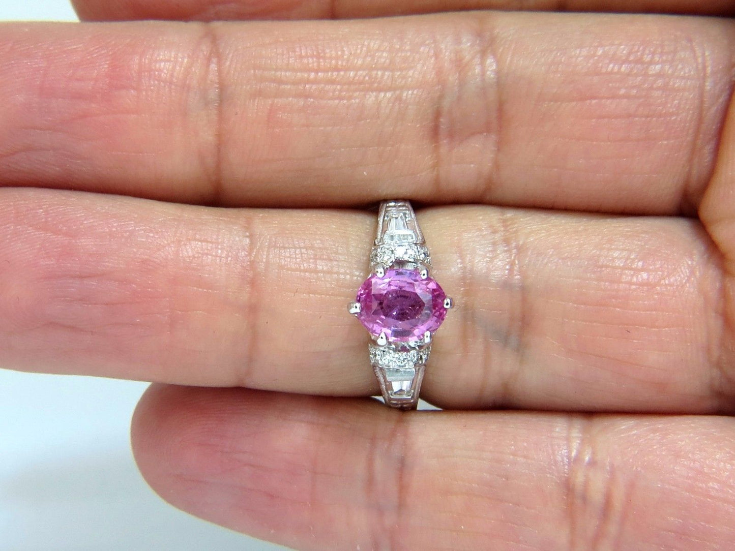 GIA Certified 1.90ct Natural No Heat Pink Sapphire Diamonds Ring 14kt