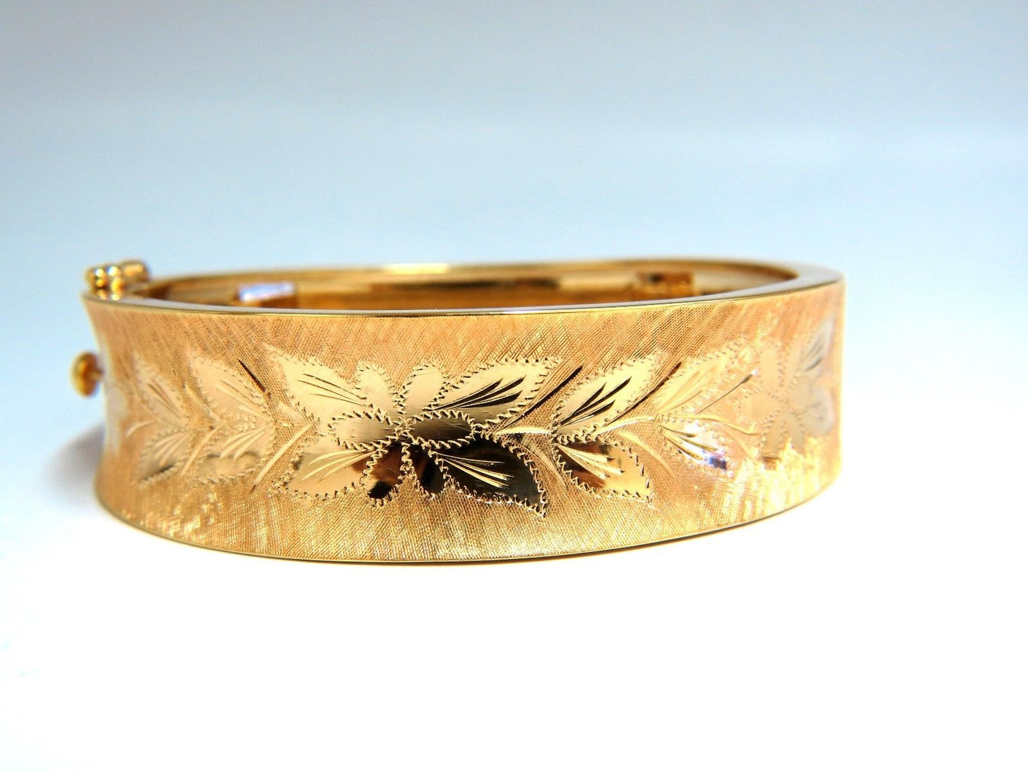 14kt. Gold Florentine Engraving Wide Bangle Bracelet
