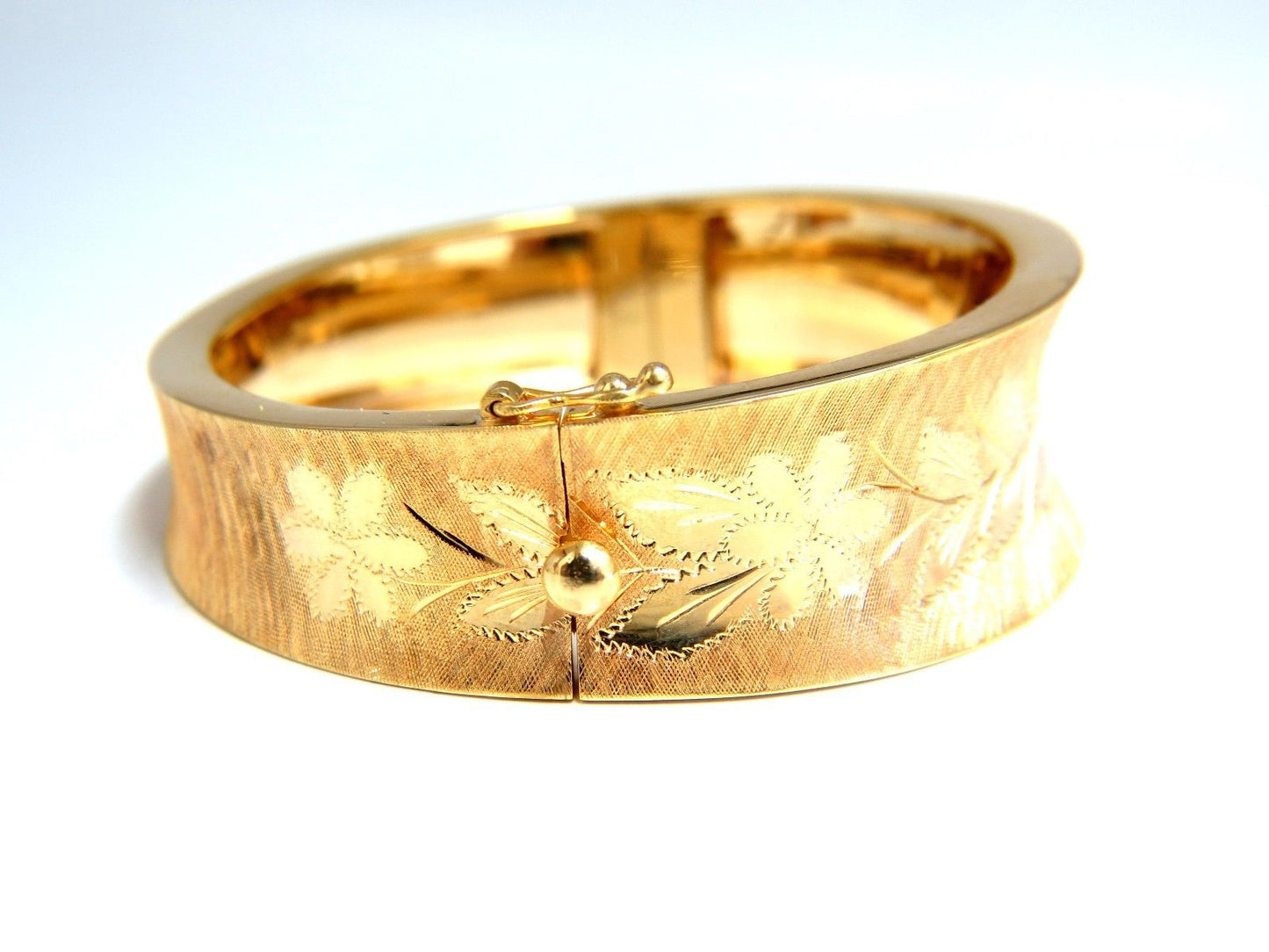 14kt. Gold Florentine Engraving Wide Bangle Bracelet