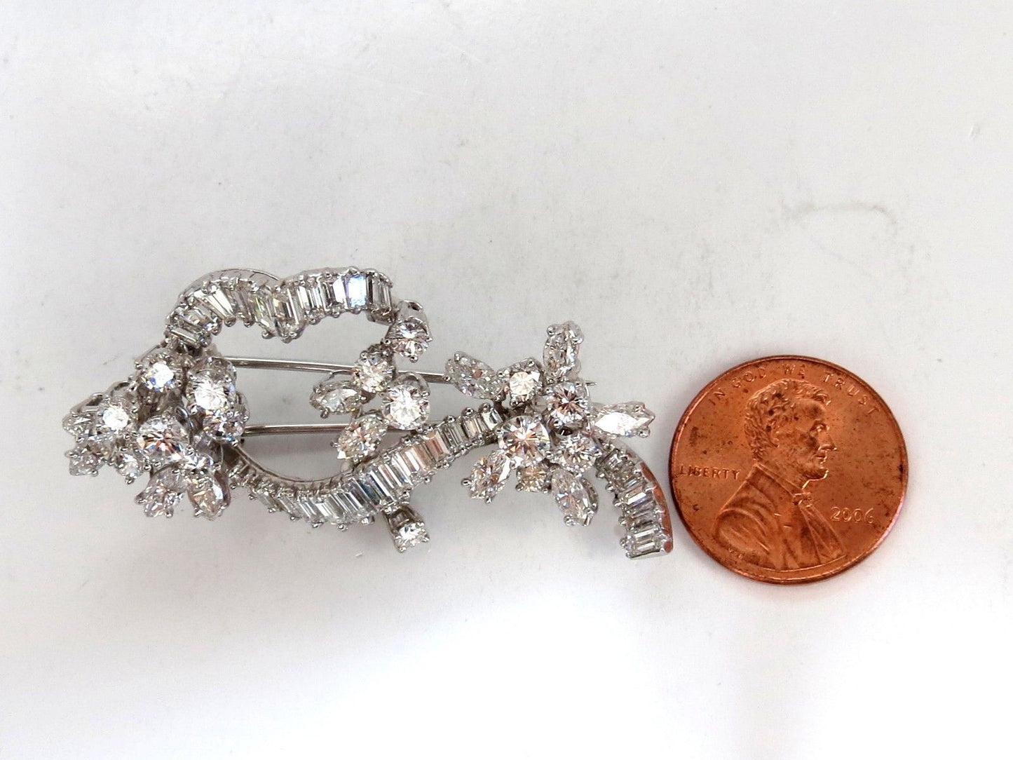 5.00ct Diamonds cluster brooch pendant pin Platinum Estate Cluster Cocktail