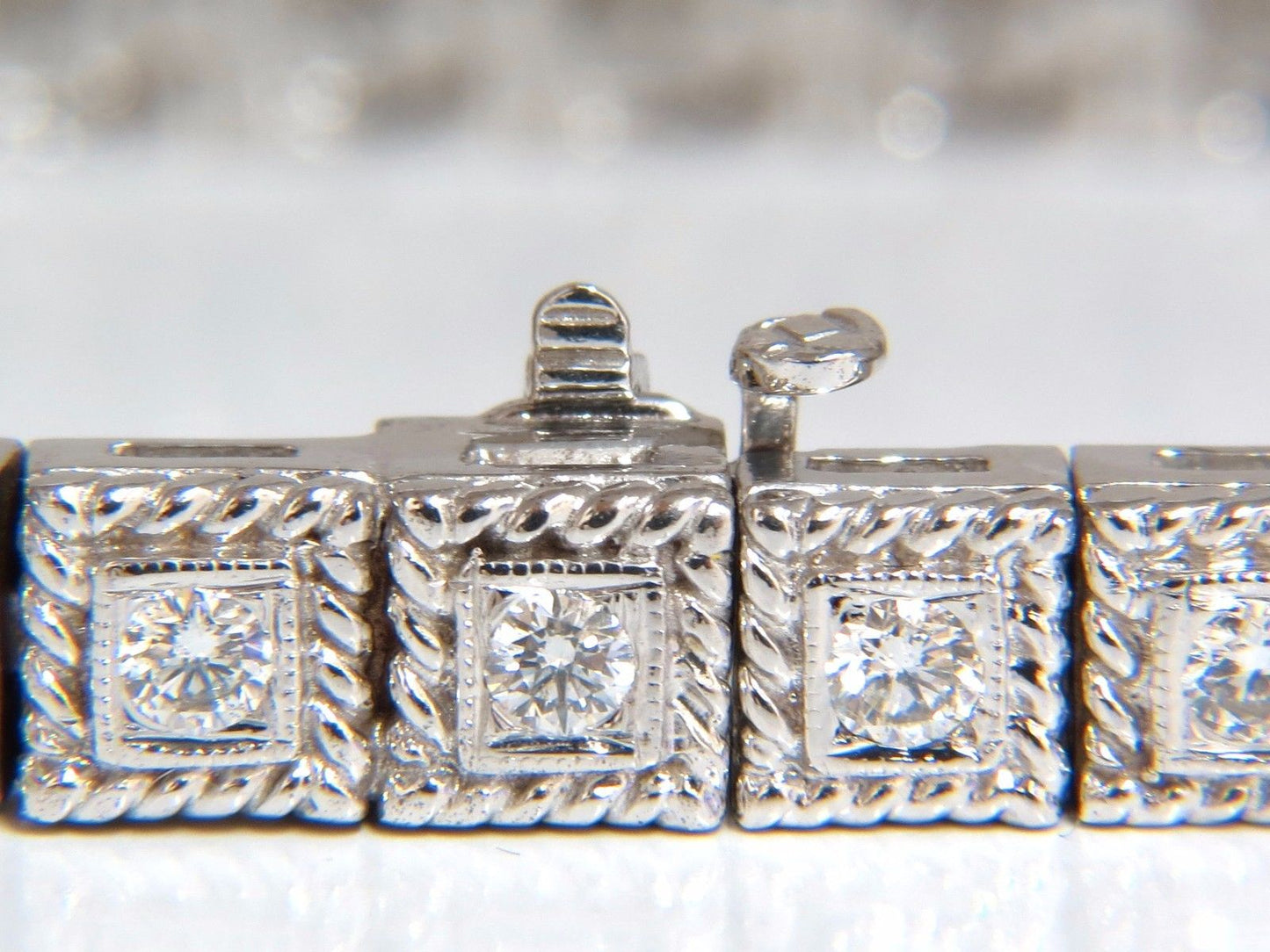 2.30ct natural diamonds bead box rope twist tennis bracelet 14kt g/vs
