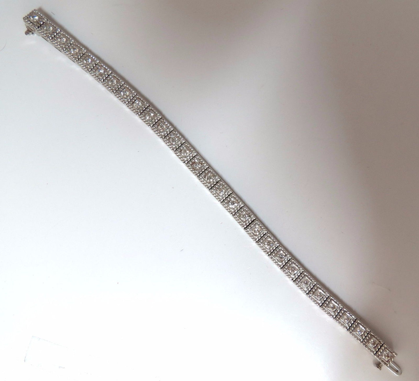 2.30ct natural diamonds bead box rope twist tennis bracelet 14kt g/vs