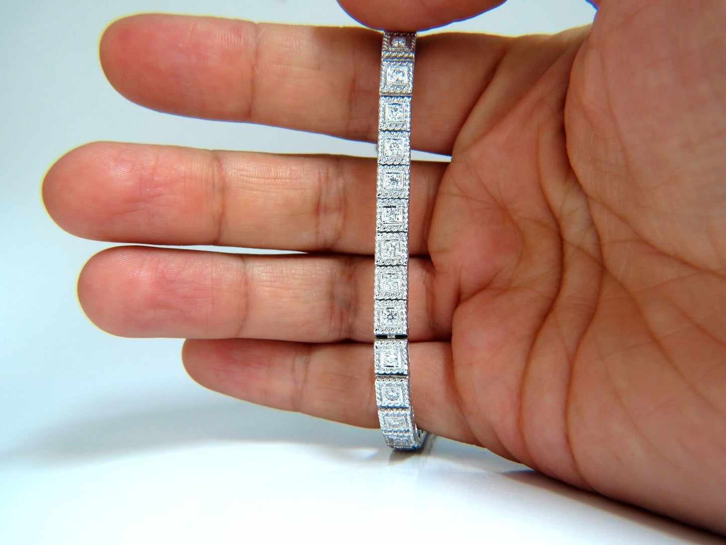 2.30ct natural diamonds bead box rope twist tennis bracelet 14kt g/vs