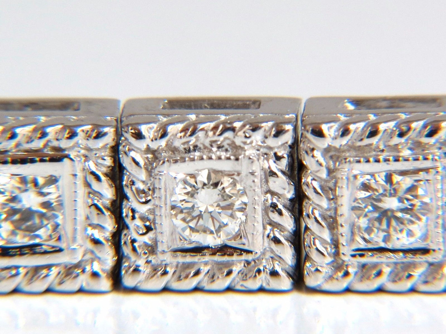 2.30ct natural diamonds bead box rope twist tennis bracelet 14kt g/vs