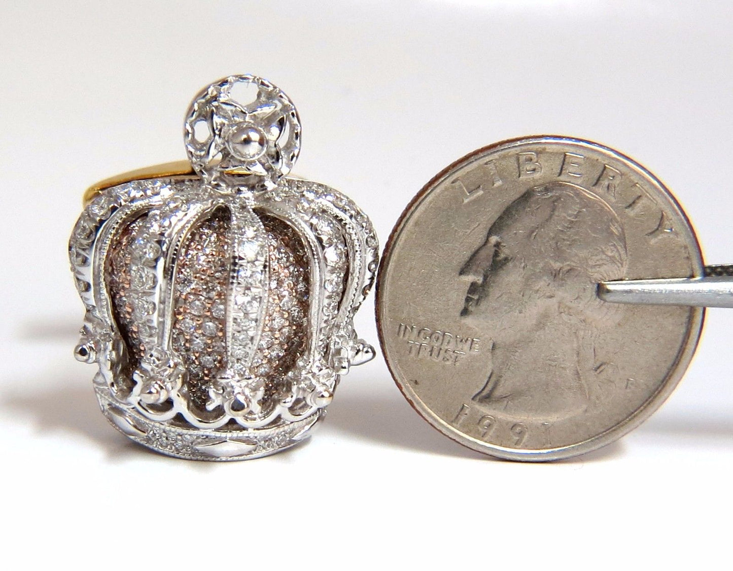 Posh Britt 3D Royal Crown 6.00ct. Diamonds Cufflinks 18Kt Kingship