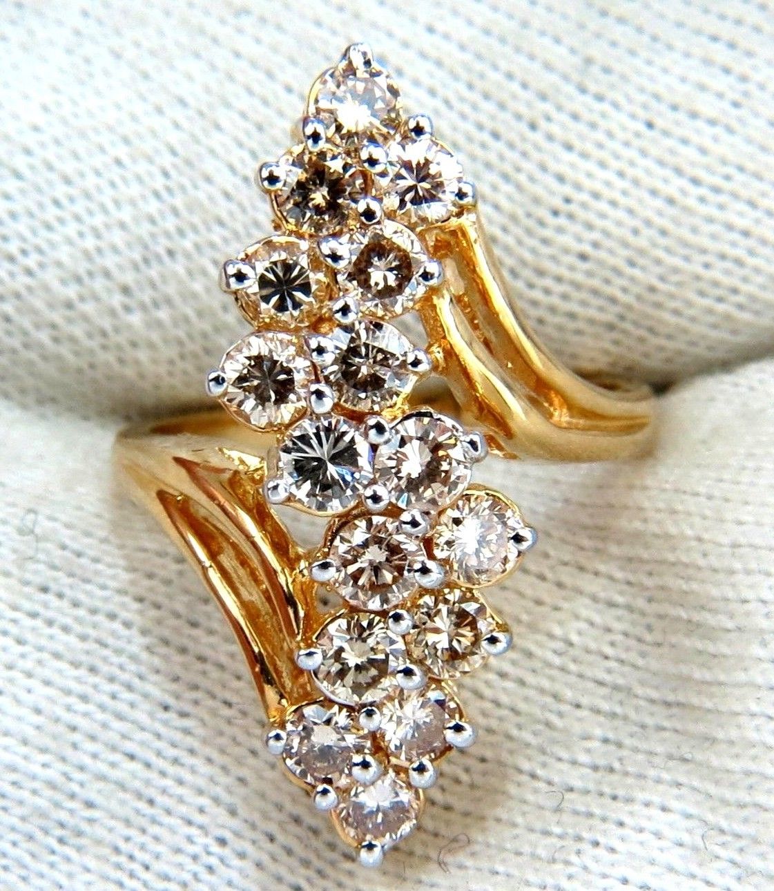 2.00ct Natural Lt Brown Diamonds Rounds Cocktail Prime Cluster ring 14kt