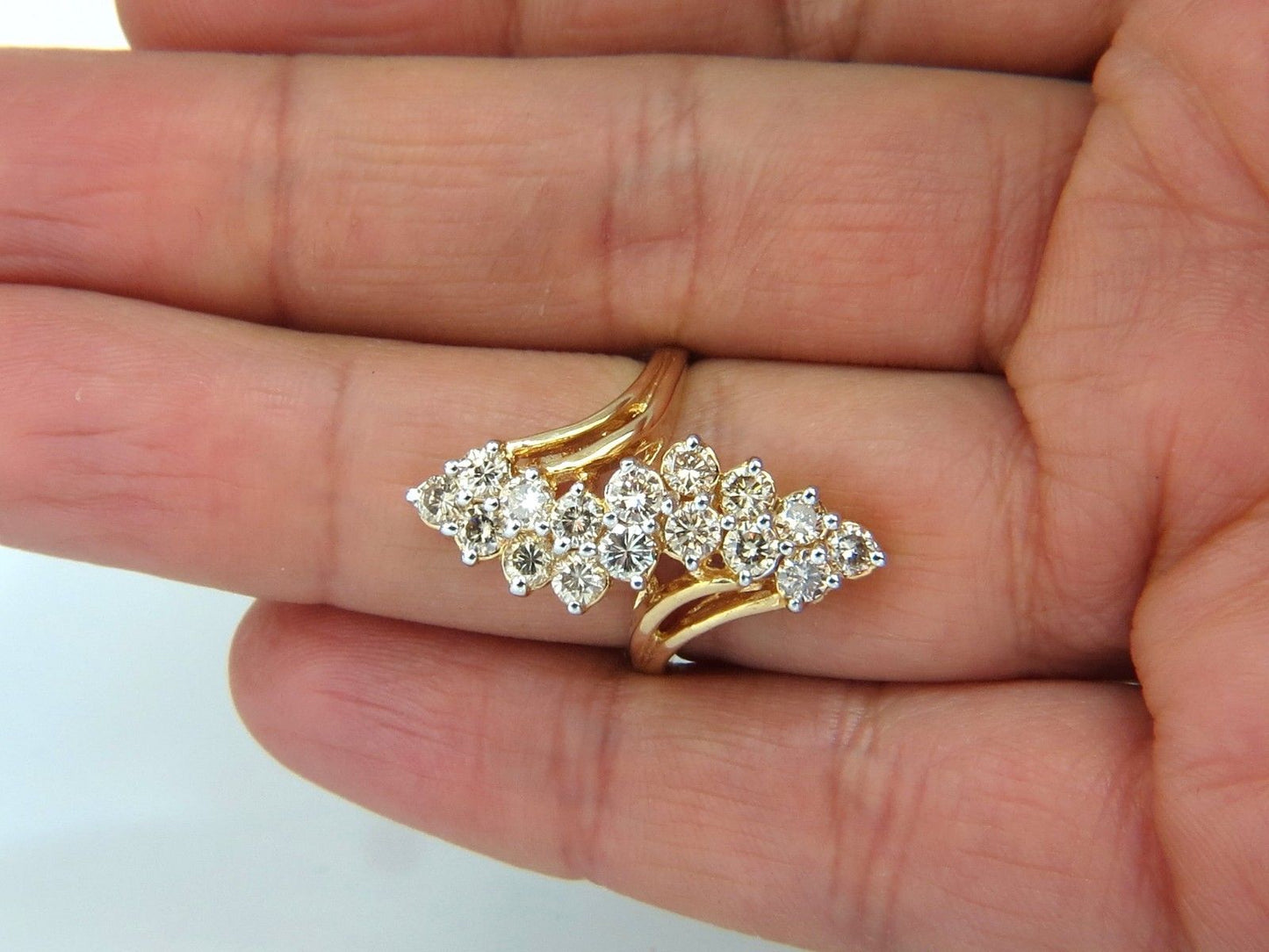 2.00ct Natural Lt Brown Diamonds Rounds Cocktail Prime Cluster ring 14kt