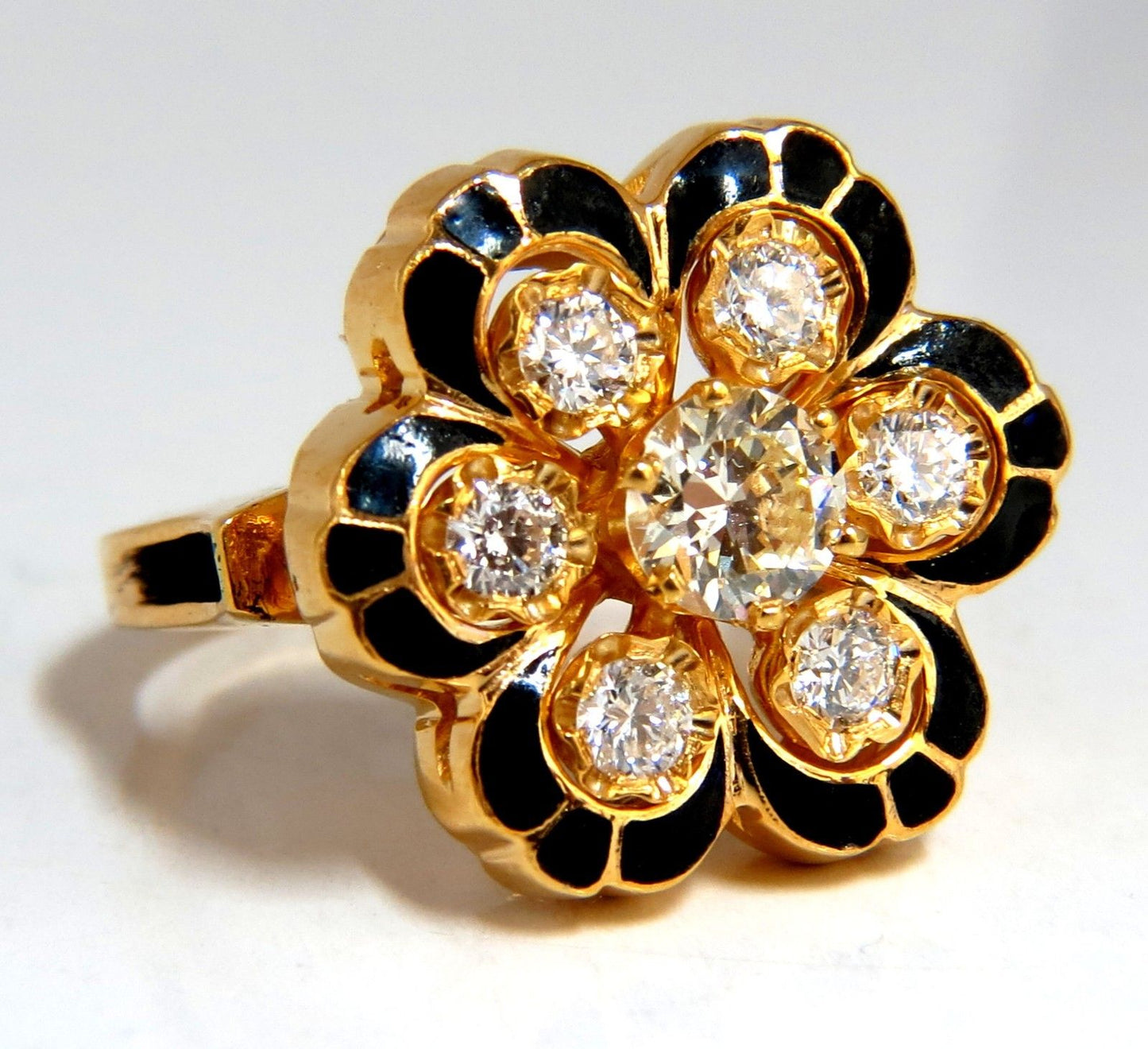 1.05ct Vintage Cluster diamonds ring 14kt Old Miner