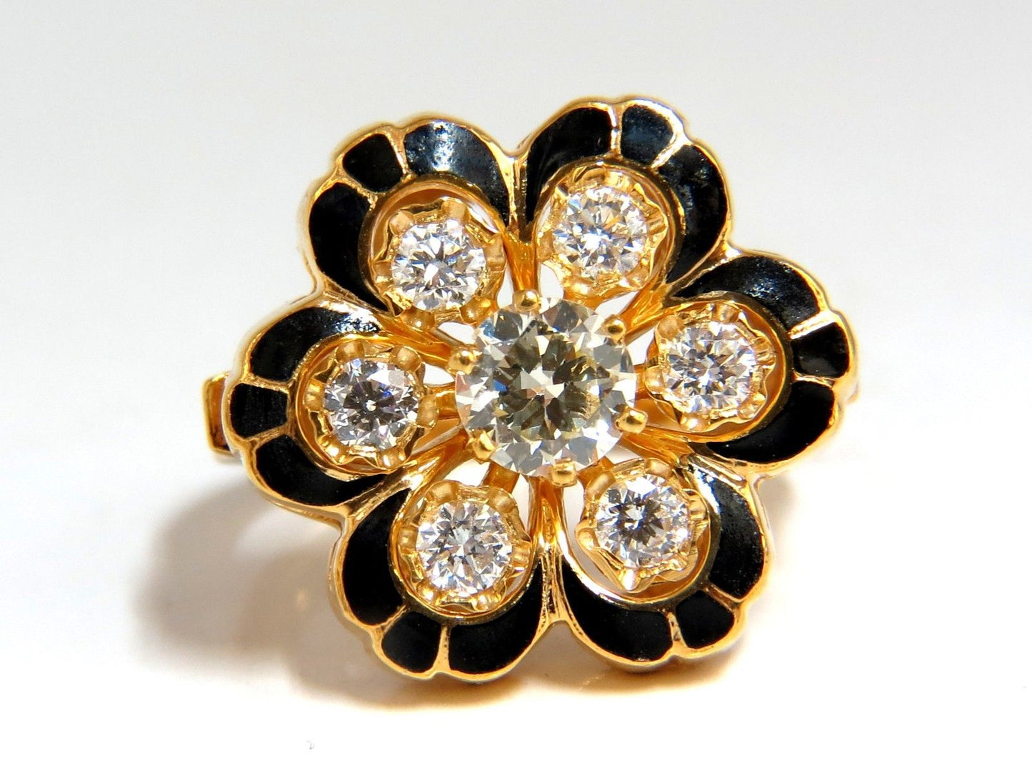 1.05ct Vintage Cluster diamonds ring 14kt Old Miner