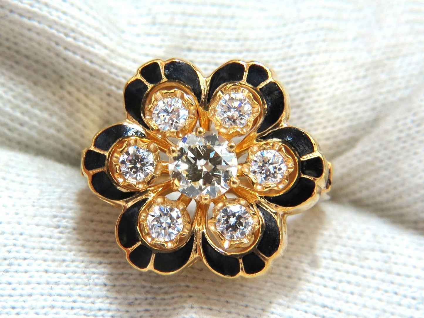 1.05ct Vintage Cluster diamonds ring 14kt Old Miner