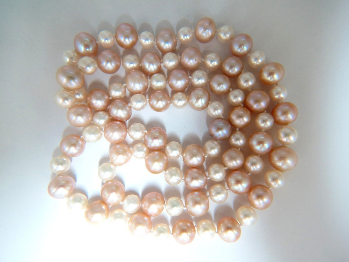 9.7mm Natural Akoya & Freshwater Endless Necklace 30inch