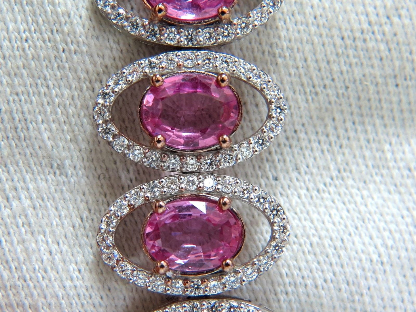27.47ct natural Vivid Pink Sapphire diamond bracelet 14kt g/vs pink halo prime