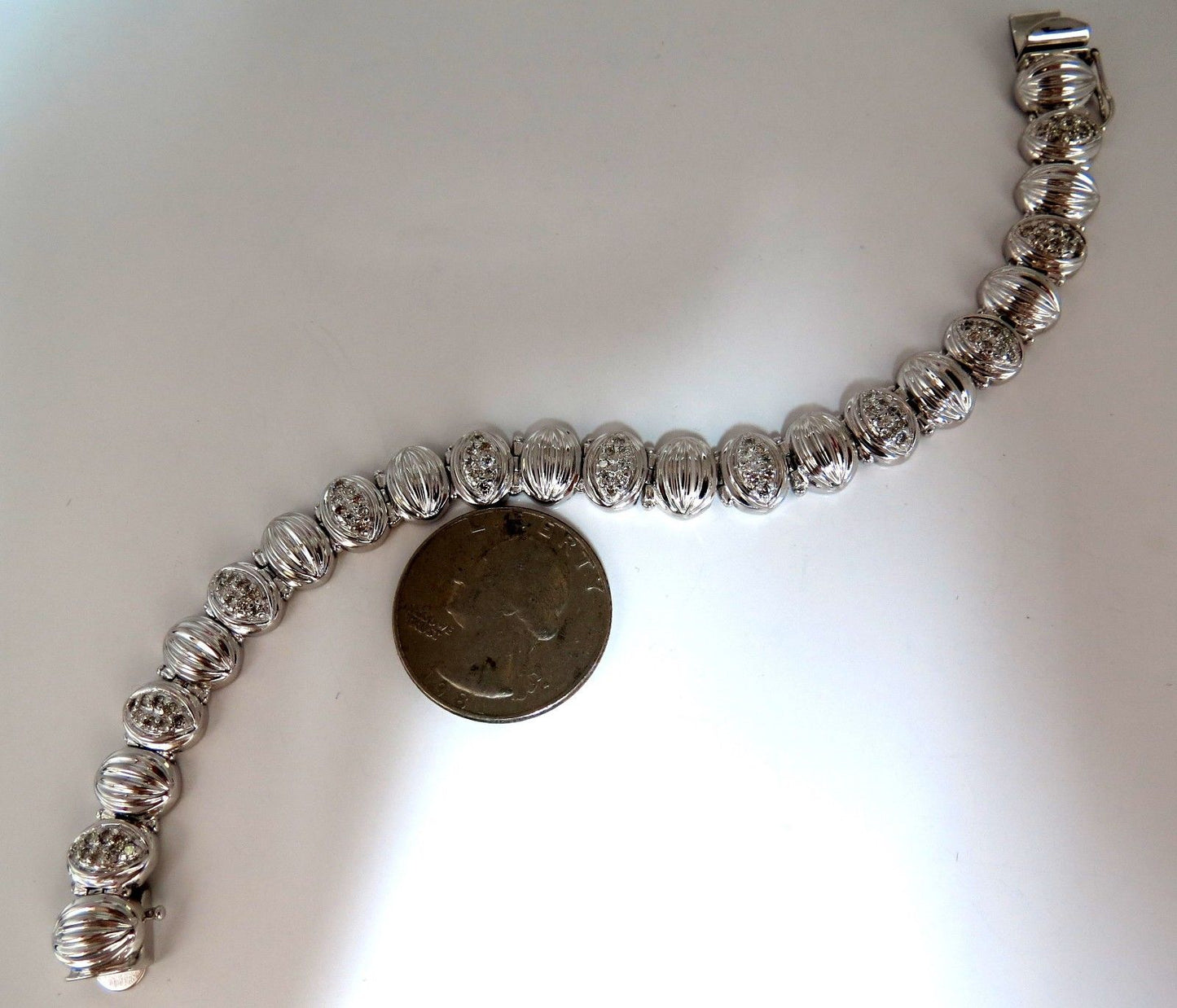 Mod Watermelon Link 1.00ct Diamonds Tennis Bracelet 14kt