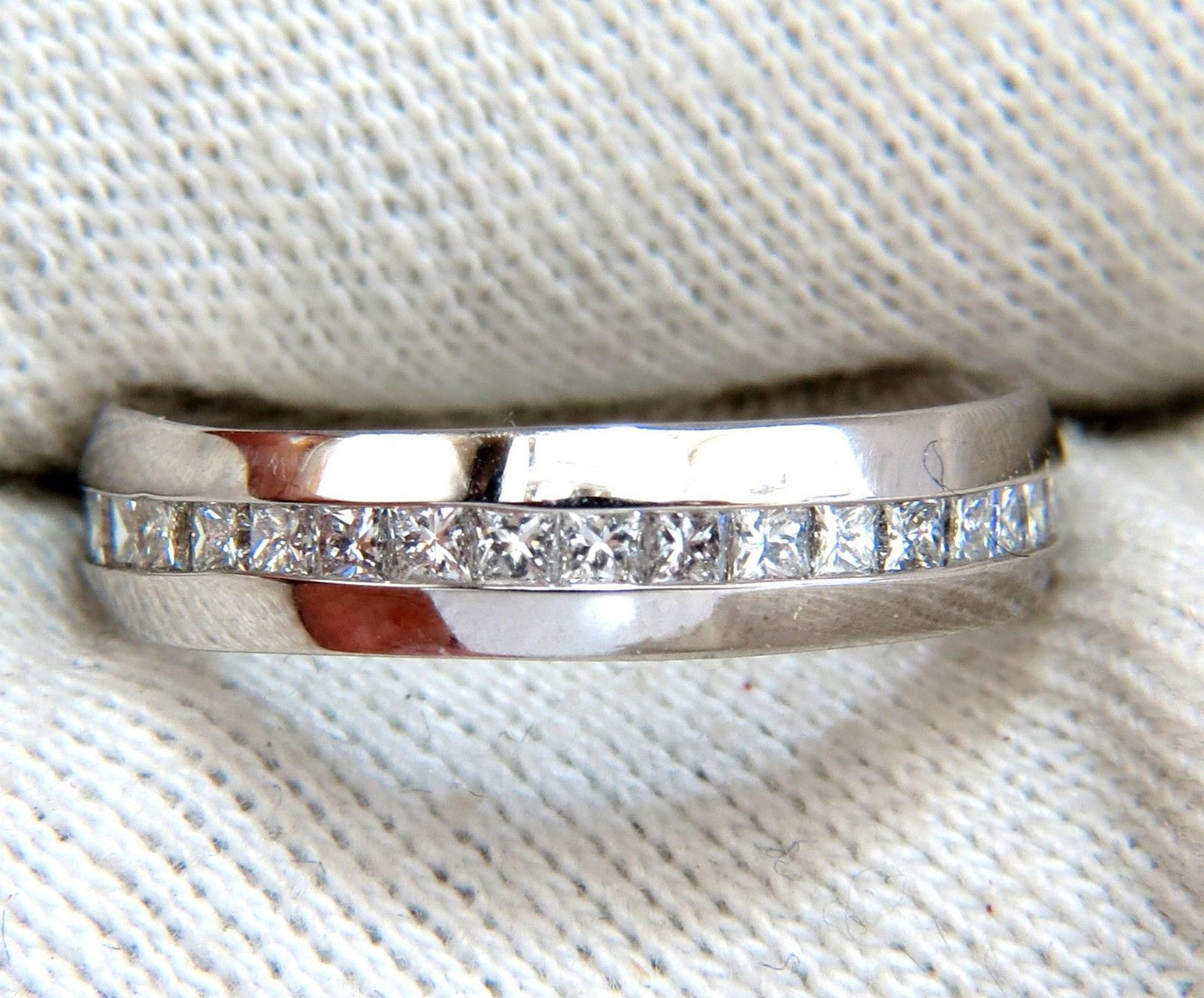 1.50ct Natural Princess cut diamonds eternity ring 14kt Comfort 5mm