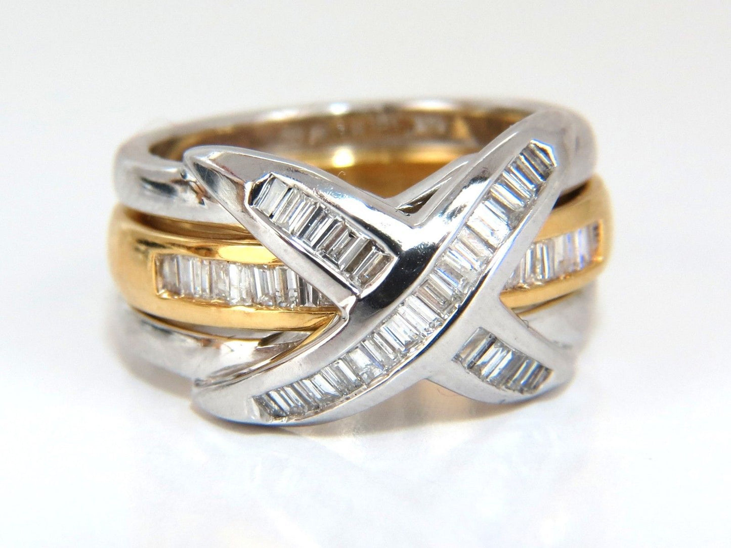 1.00ct Band & Insert Diamonds X Ring 14kt