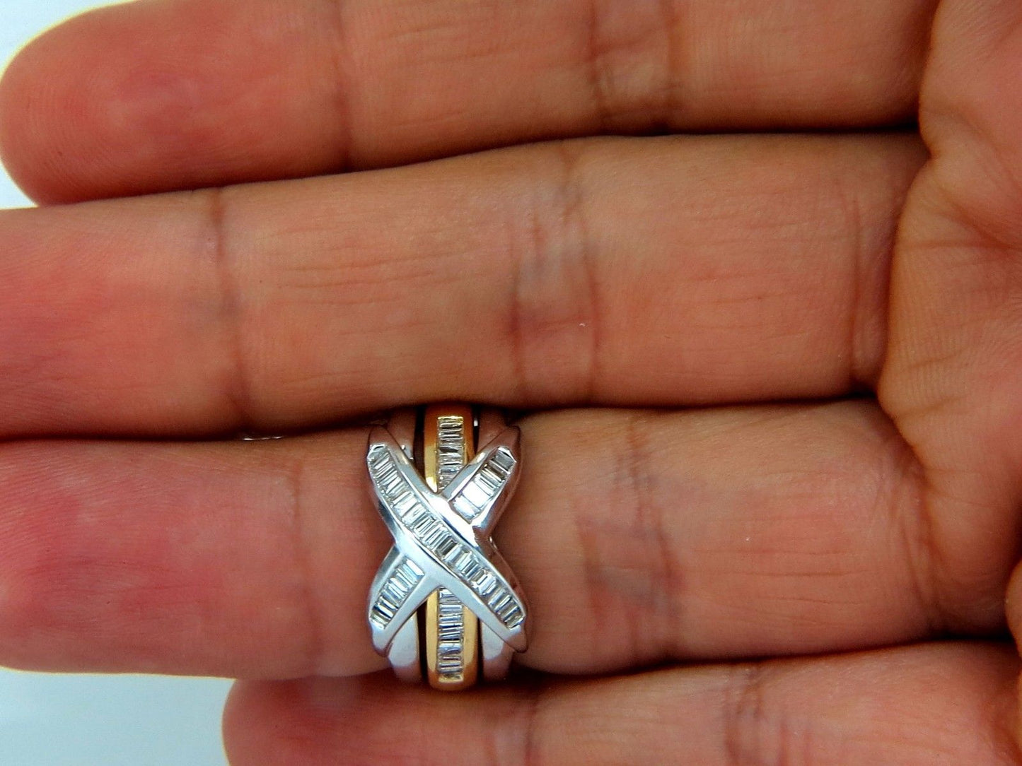 1.00ct Band & Insert Diamonds X Ring 14kt